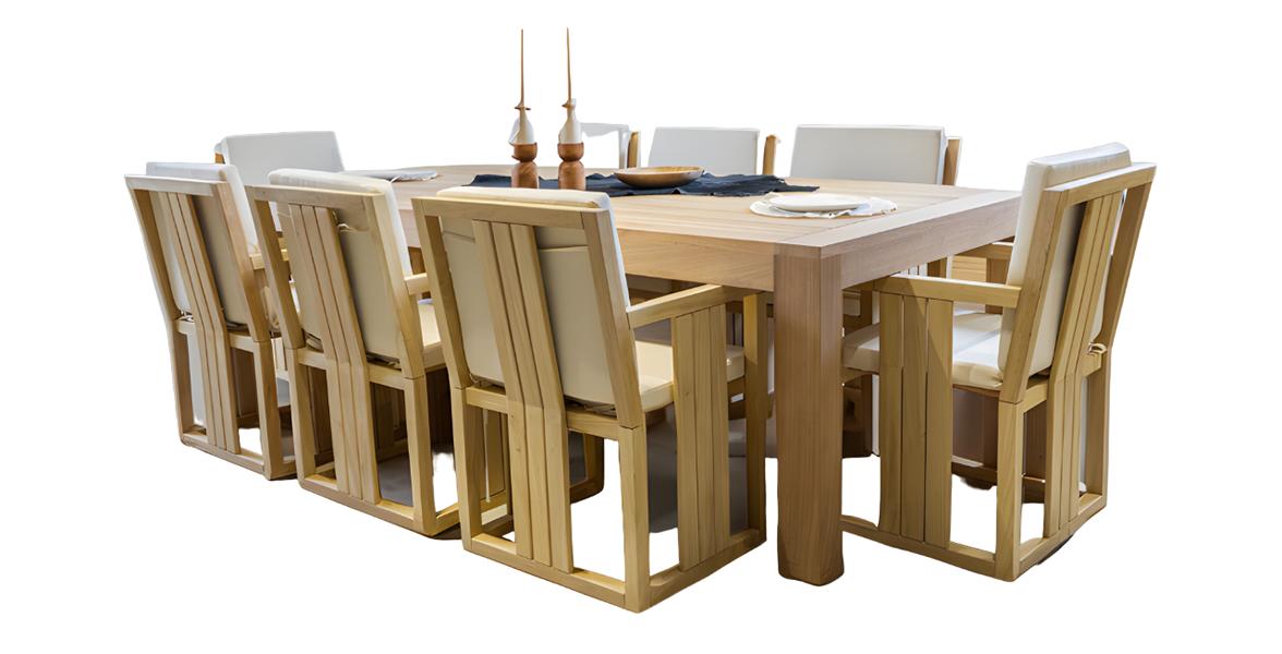 Garden furniture seating group dining table chairs dining set beige