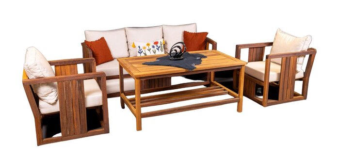 Garden furniture seating group sofa coffee table armchair water-resistant beige