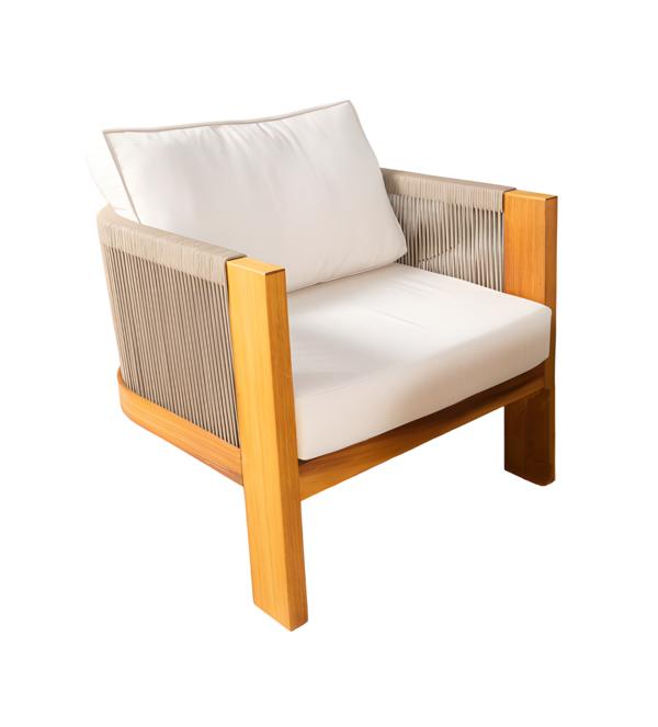 Lounge chair garden chair armchair beige single sofa with cushion upholstered