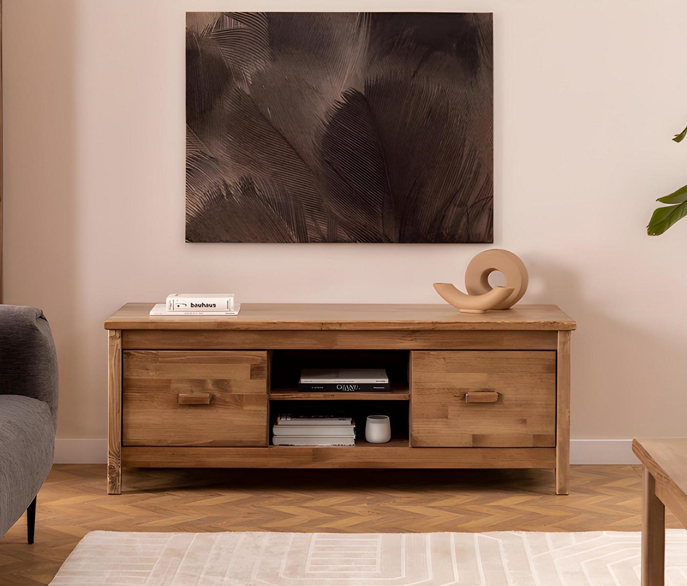 Elegant Brown TV Stand Wooden Television Table Living Room Luxurious RTV