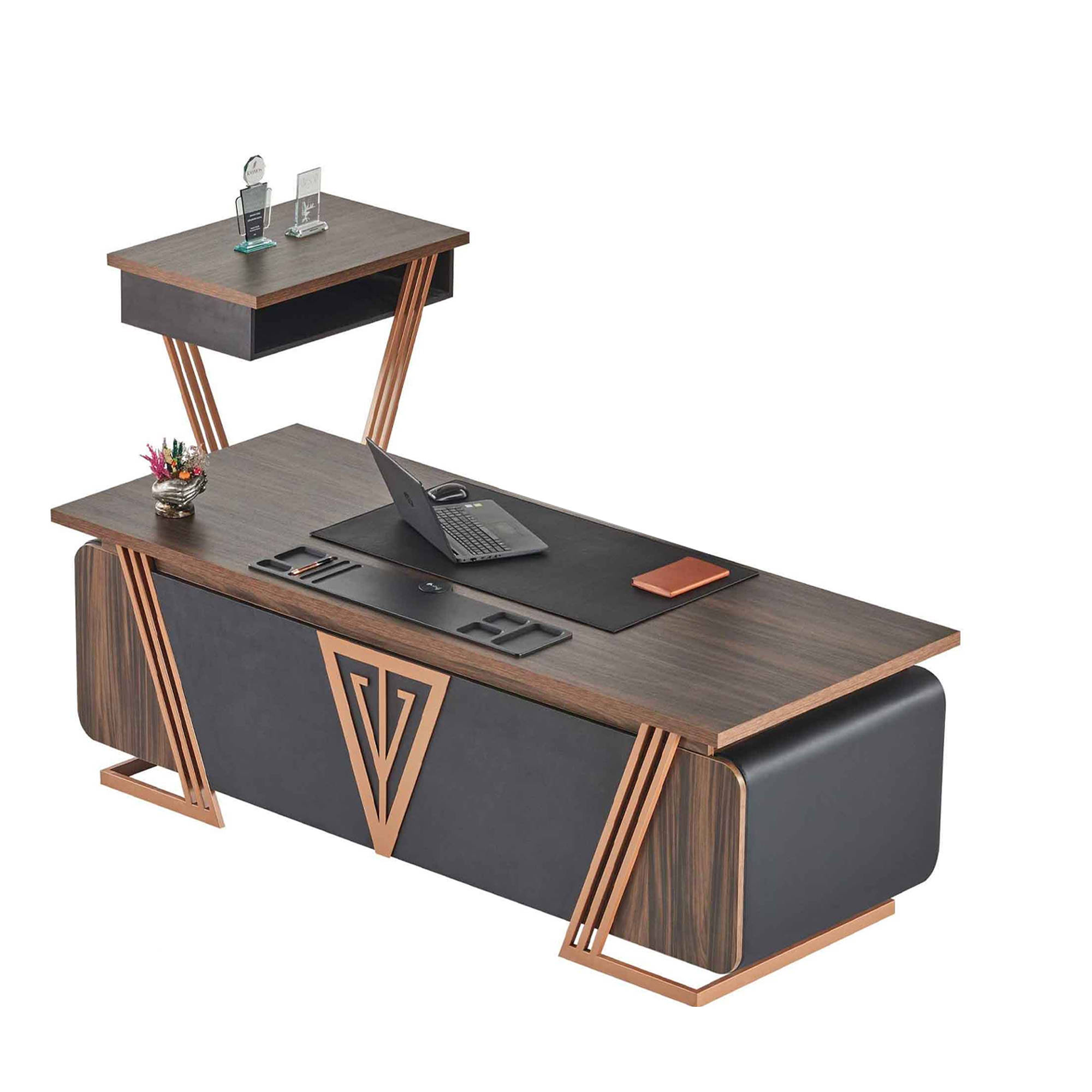 Office desk side table study set modern black