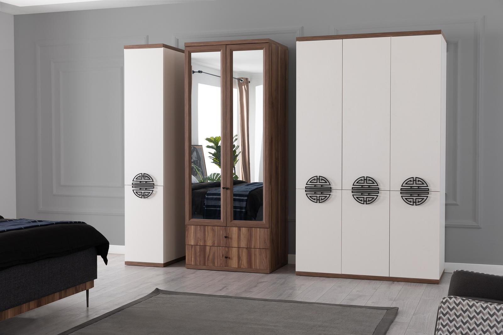 White bedroom wardrobe wooden furniture designer modern cabinet