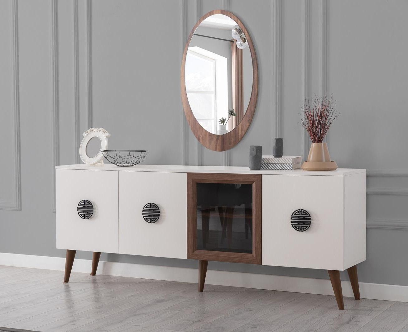 Modern dining room furniture designer sideboard luxury mirror 2-piece set new