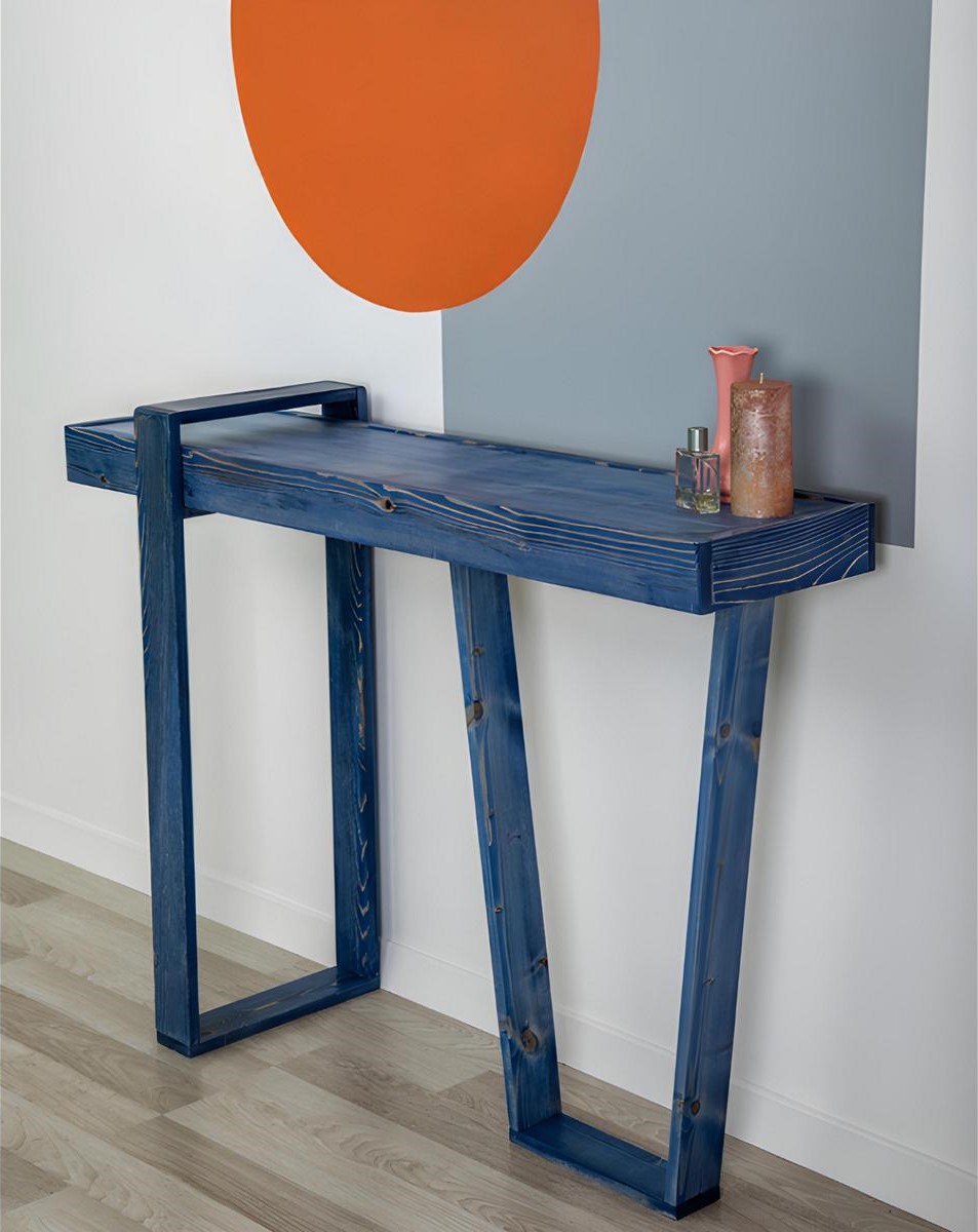 Stylish Console Table Blue Living Room Console Modern Designer Sideboard