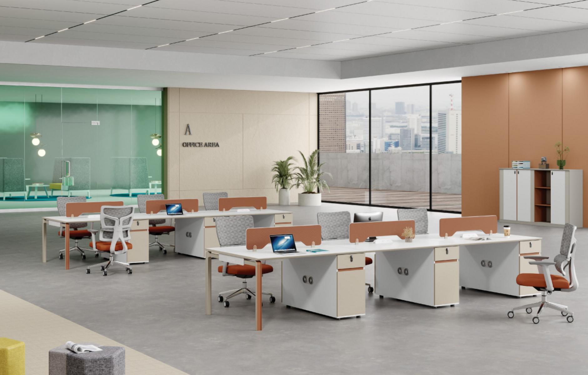 Workspace for 6 people with 2x dressers office furniture workstation furniture