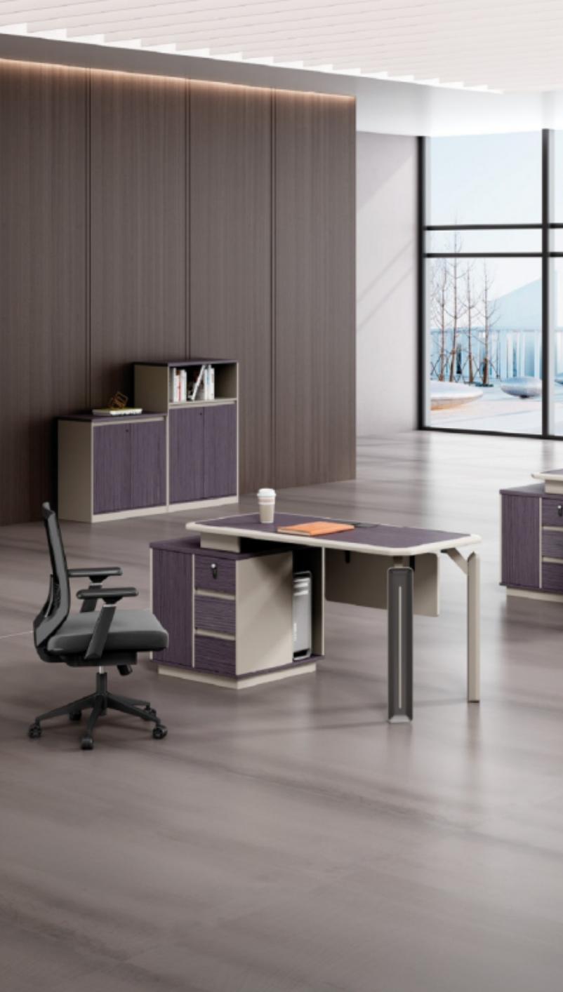 Stylish office desk wooden furniture workspace drawers