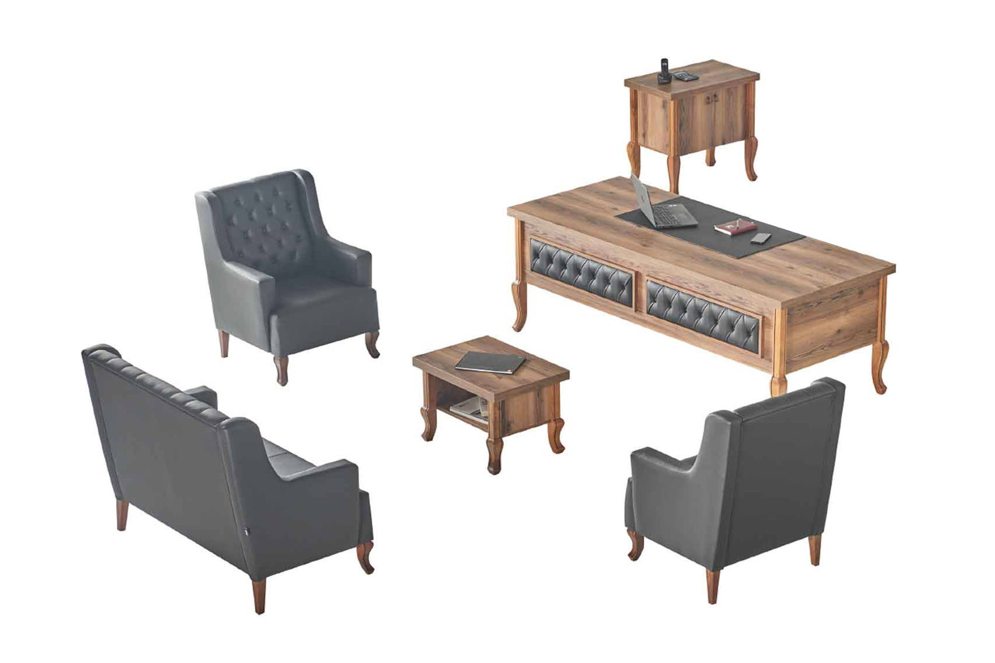 Desk Sofas Chest of drawers Office furniture Classic Black Brown Wood