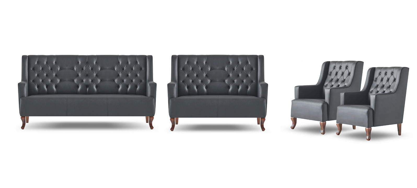 Complete Sofa Set 3-Seater 2-Seater Armchair Chesterfield Black Armchair