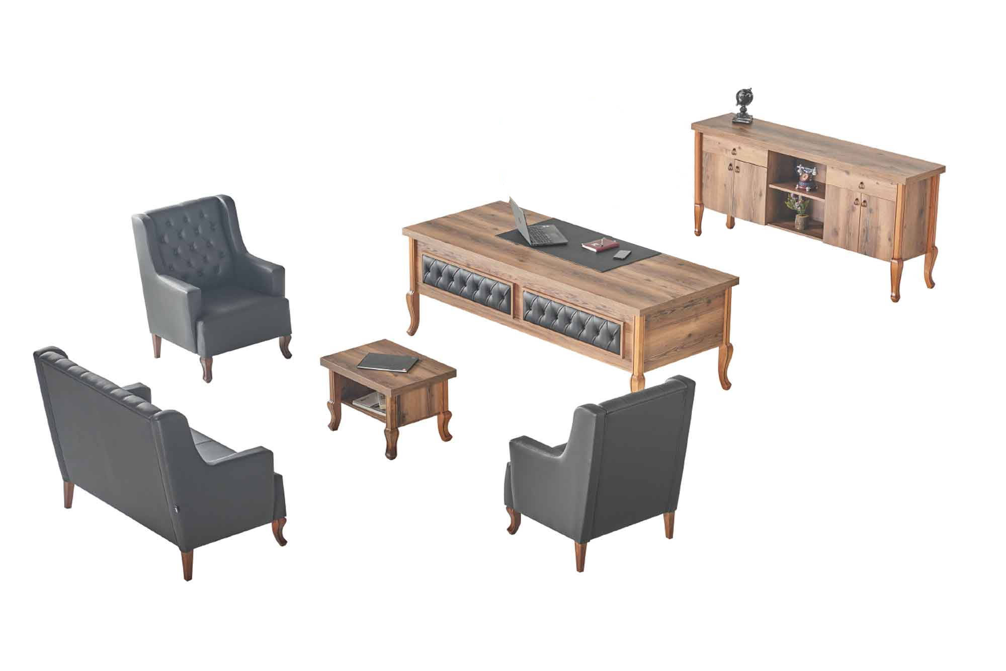 Complete office furniture set desk sofas sideboard classic wood