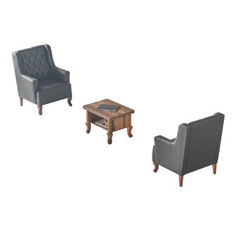Chair Coffee Table Set Black Brown Chesterfield Classic