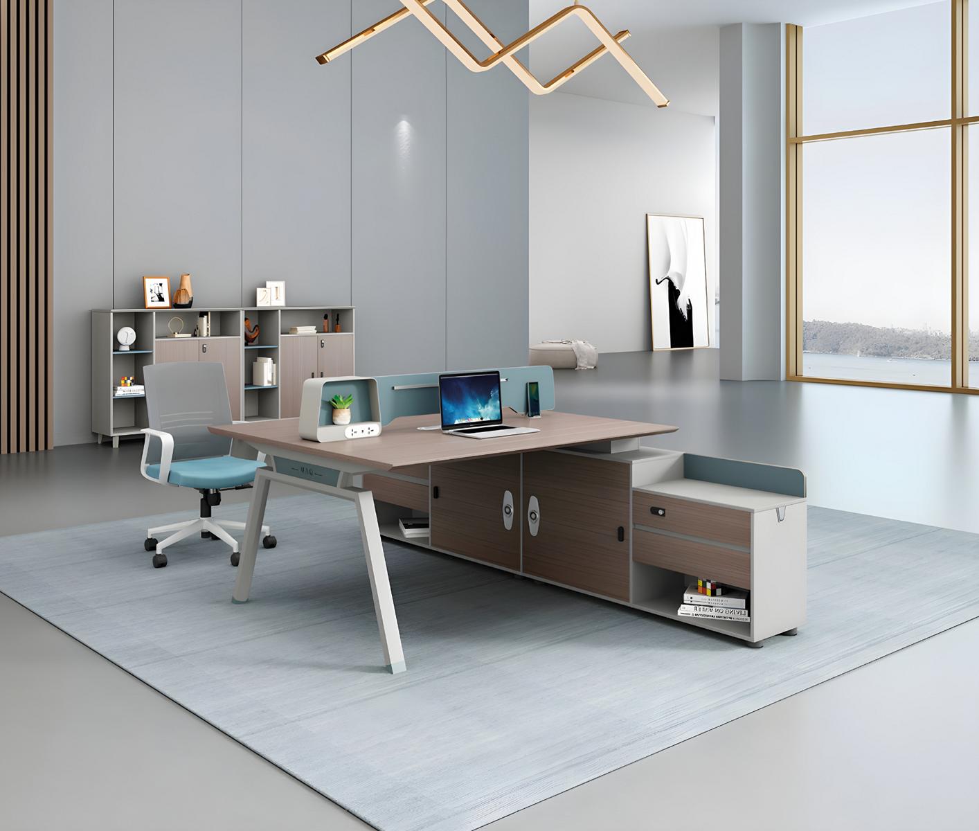 Work table team desk table furniture office equipment bookshelf 2-piece set