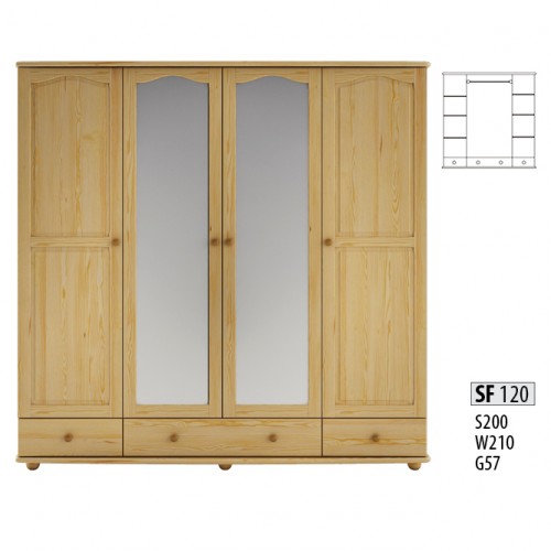 Wardrobe Bedroom Wooden Cabinet Handmade Solid Wood Cabinet 4-door.