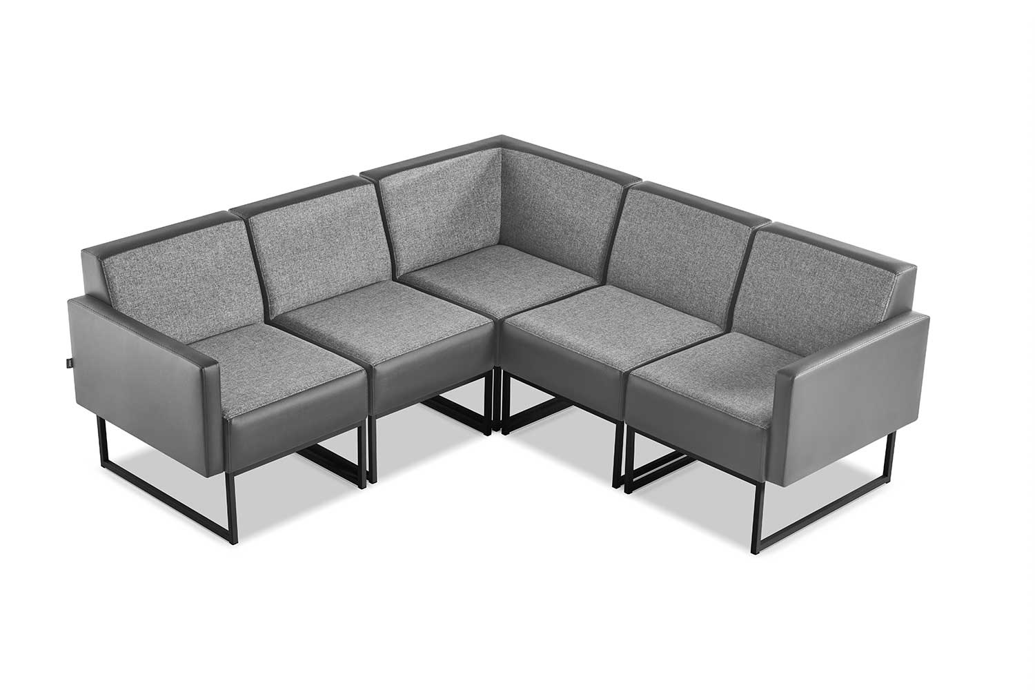 Sofa 4-seater gray textile modern leather stainless steel L-shape seating furniture wood