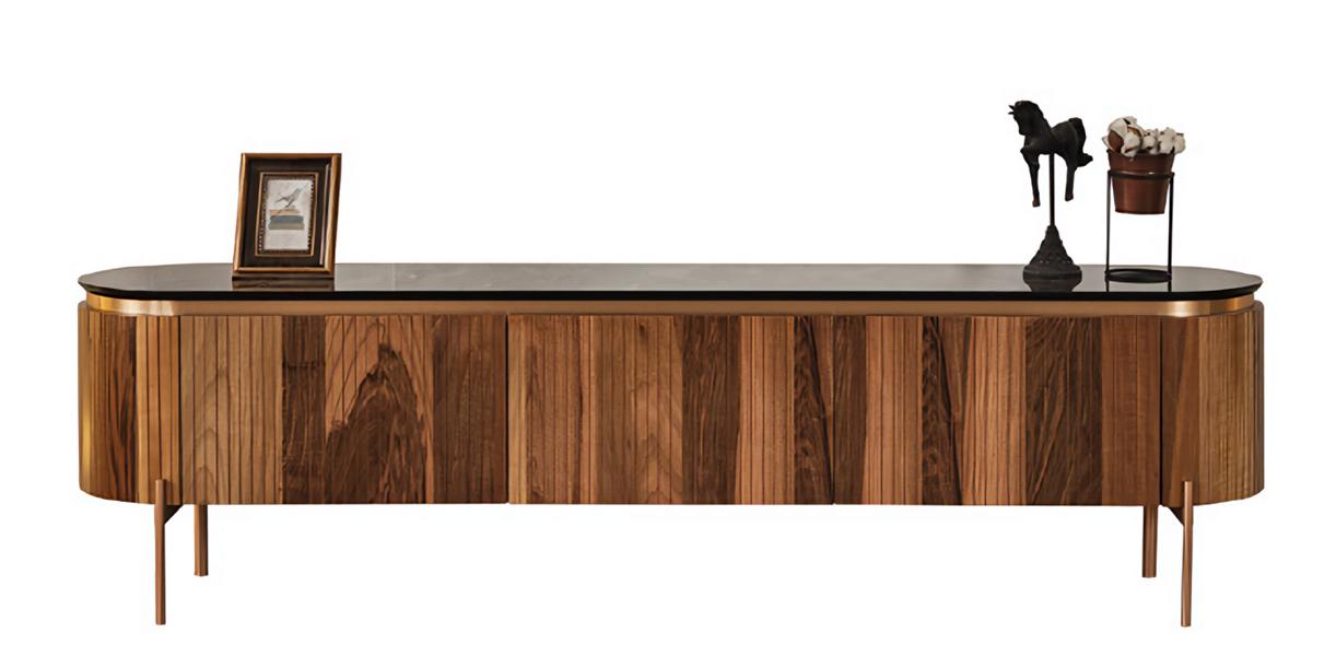 Stylish TV stand High-quality TV table Brown sideboard Living room Lowboard