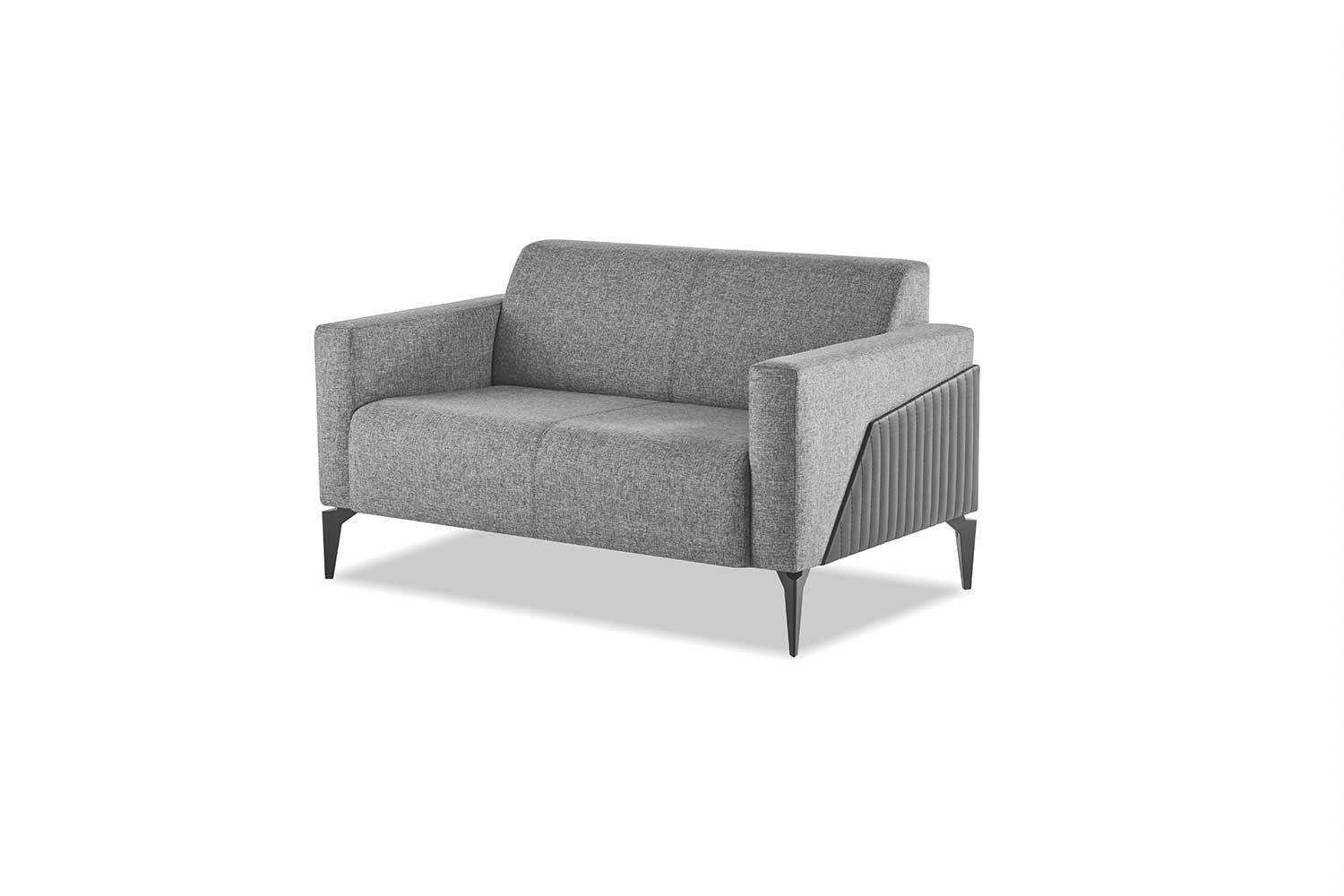Gray 2-Seater Sofa Modern Seating Furniture Leather Textile Stainless Steel Wood