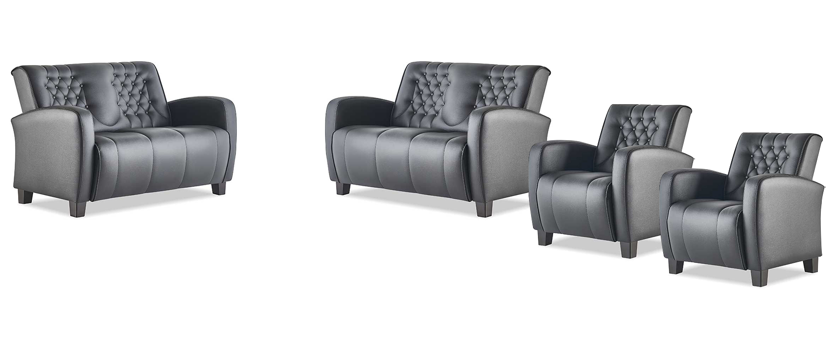Sofa set 2-seater armchair black Chesterfield modern leather sofas