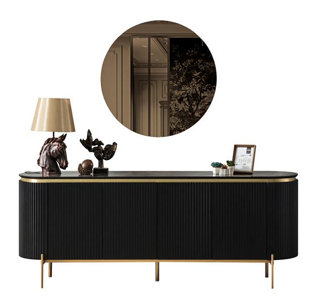 Luxurious dresser with mirror High-quality sideboard drawer black sideboard