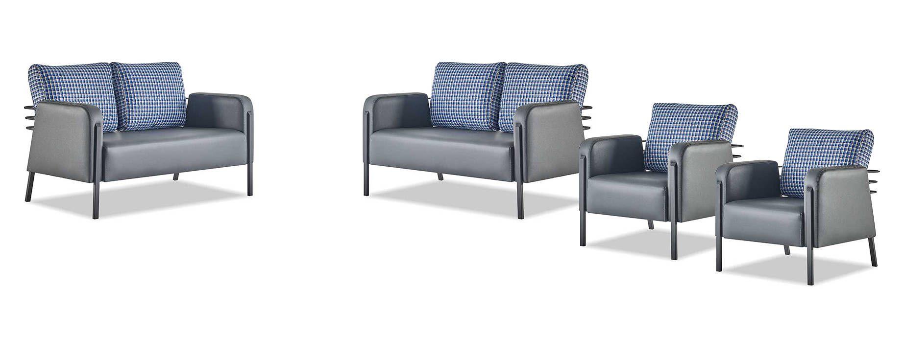 Sofa cushion set 3-seater armchair blue gray leather sofas cushions