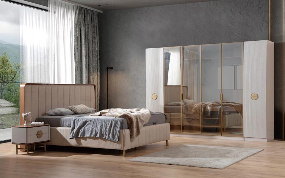 Elegant 4-piece bedroom set functional bed 2x nightstands wardrobe