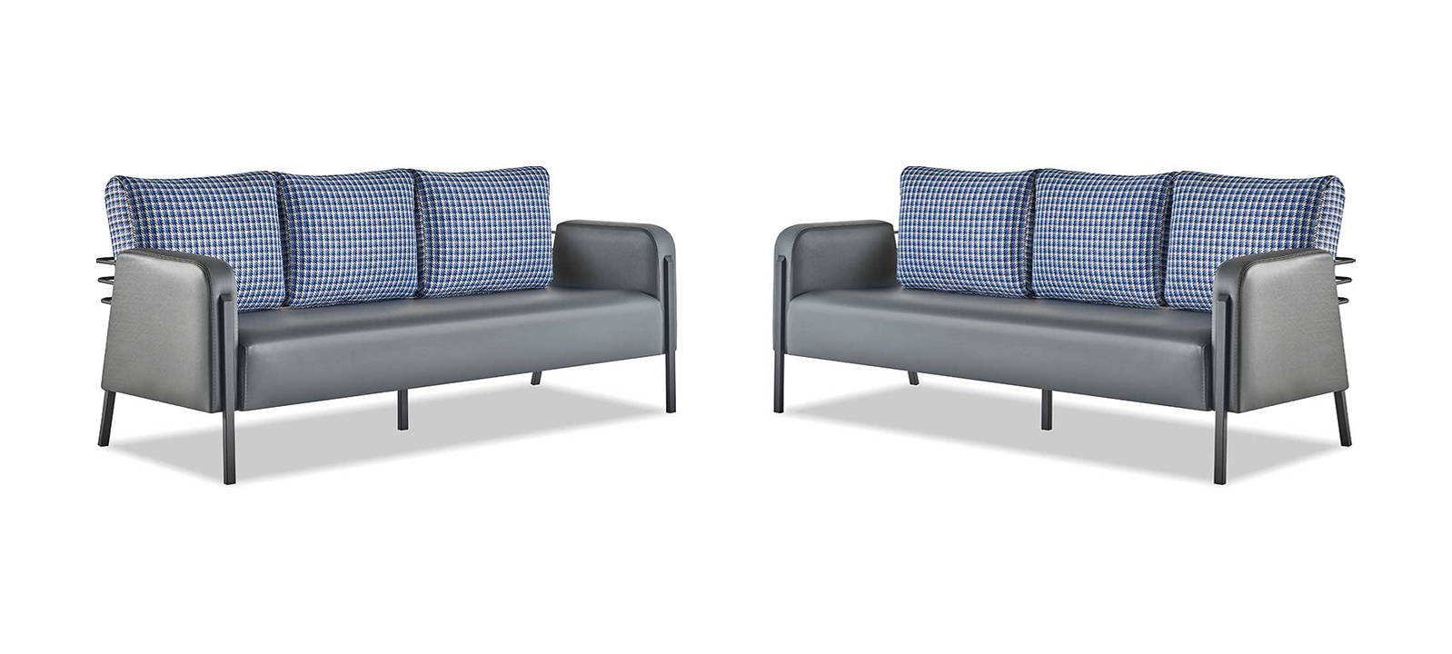 Gray Blue Sofas Sofa Set Cushions 3-Seater Modern Upholstery