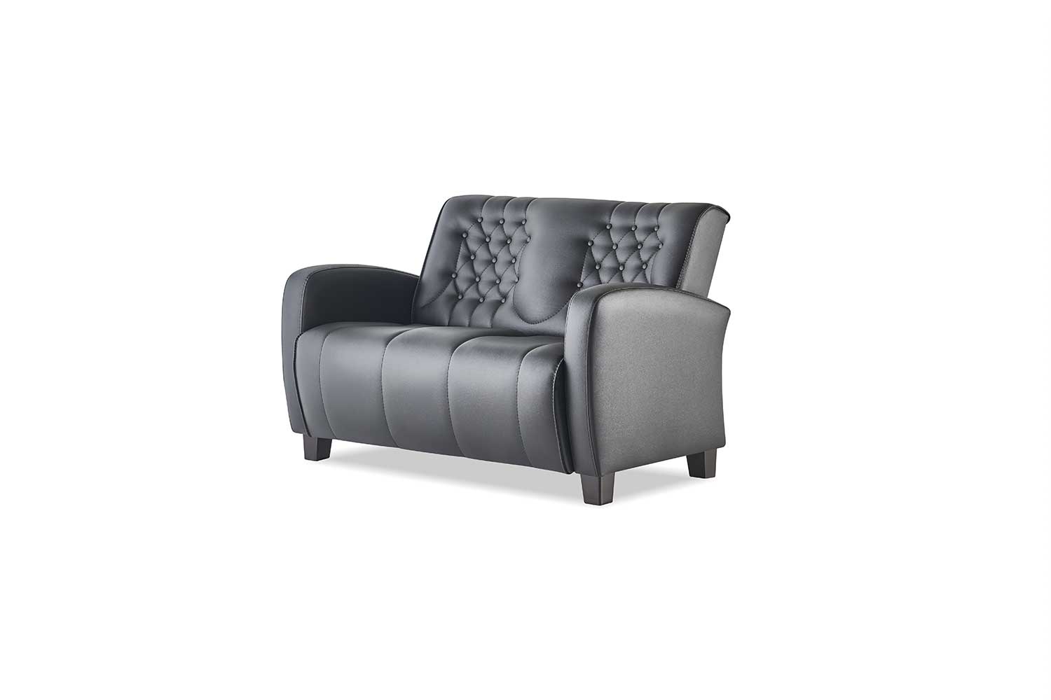 Ledesofa Chesterfield Couch 2-Seater Sofa Modern Two-Seater Leather Wood