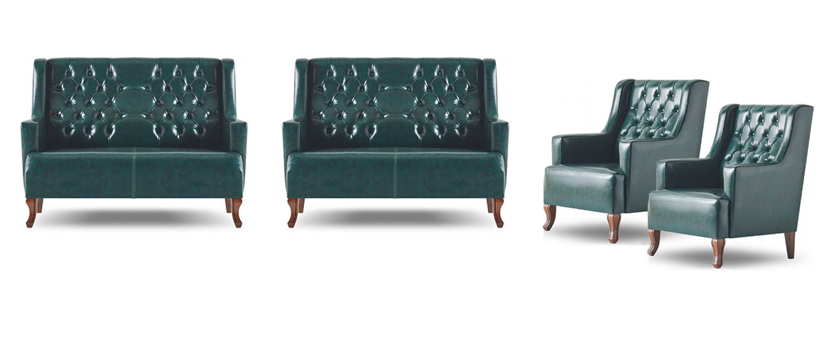 Classic Green Chesterfield Sofas Versatile Leather Sofas Wooden Buttons Couch