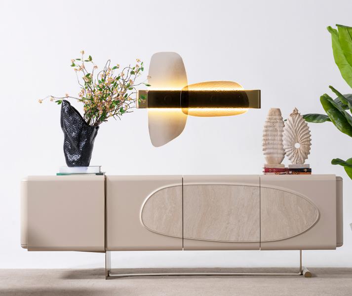 Exclusive chest of drawers with mirror Beige Modern mirror chest of drawers sideboard dining room