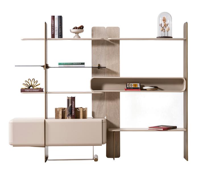 Modern bookshelf beige exclusive bookstand living room furniture