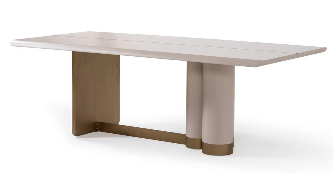Modern dining table, beige, functional kitchen table, robust dining room table.