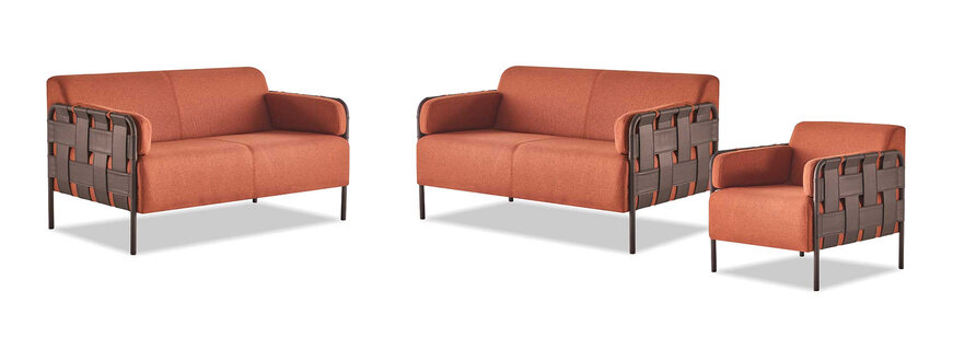 Modern sofas 2-seater armchair orange sofa set leather sofas textile complete