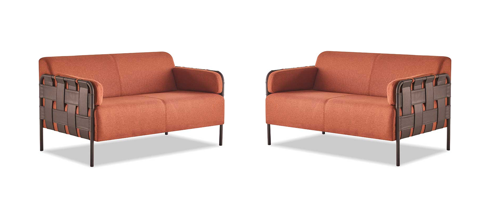 Sofa Set, Sofa Suites, 2-Seater, Orange Couch, Leather Sofas, Textile Modern.