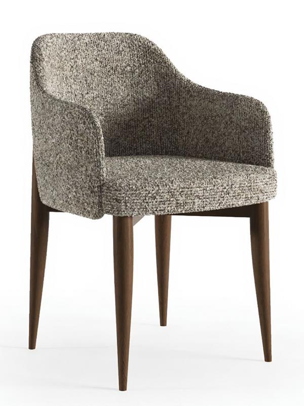 Elegant Beige Chair Wooden Comfortable Chair Dining Room Furniture Textile Armchair