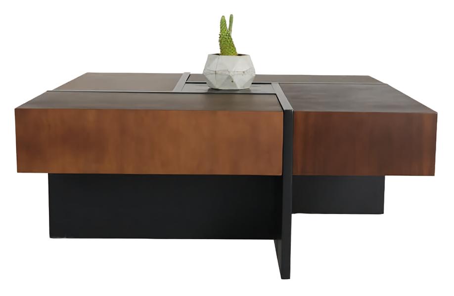 Coffee table living room table storage drawer wood brown
