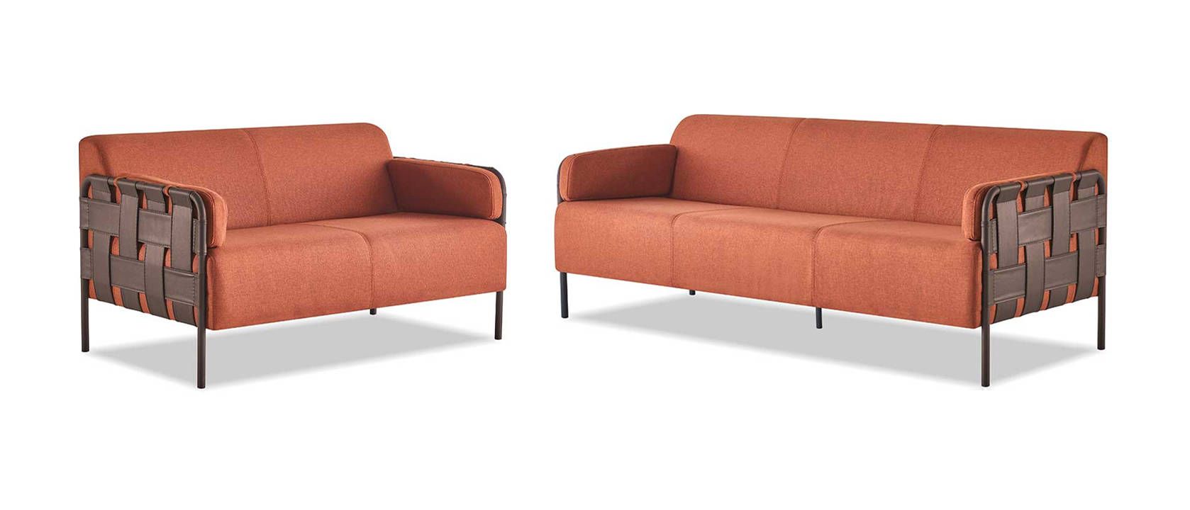 Sofas Sofa sets 3-seater 2-seater Orange fabric set leather stainless steel