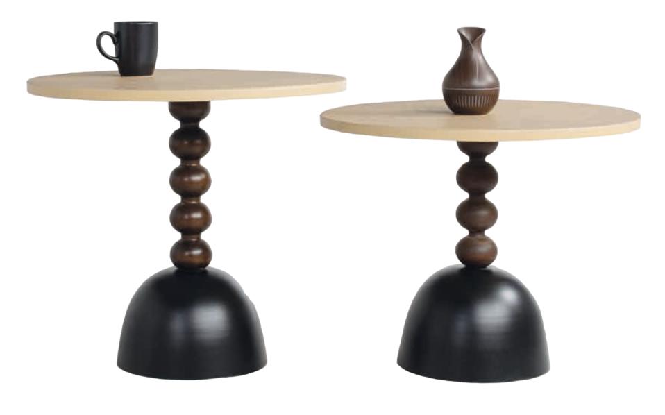 Coffee table set round wooden beige original modern