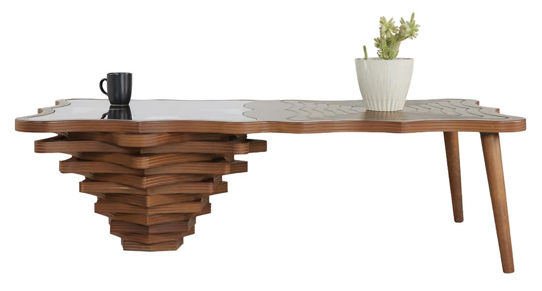 Living room table coffee table freestanding wooden brown modern