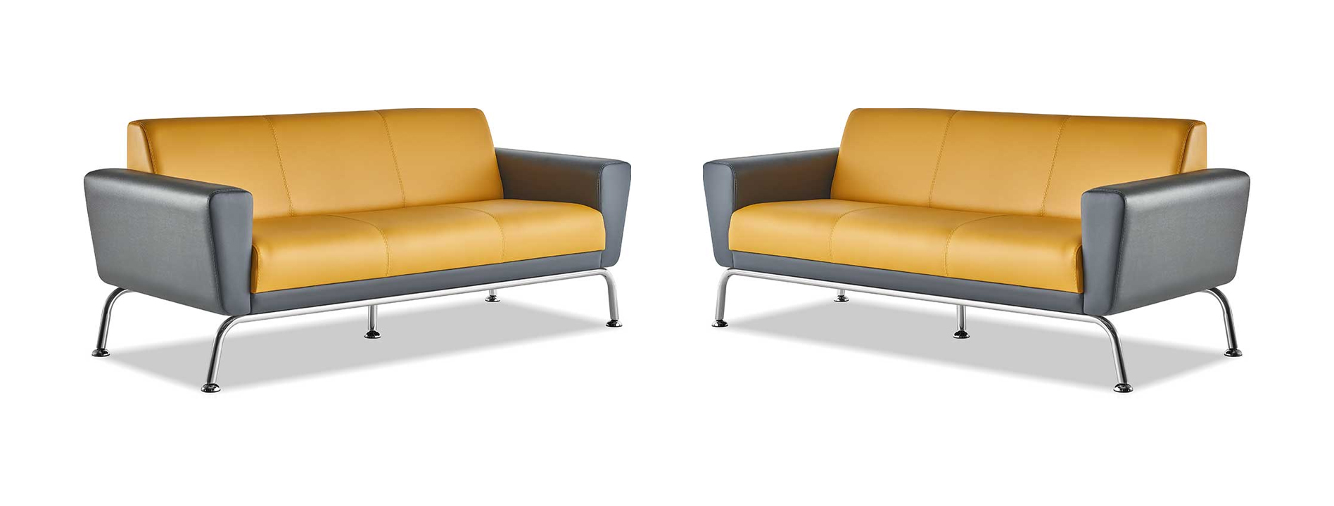 Couch Sofas 3-Seater Yellow Gray Leather Sofas Modern Sofa Set Three-Seater