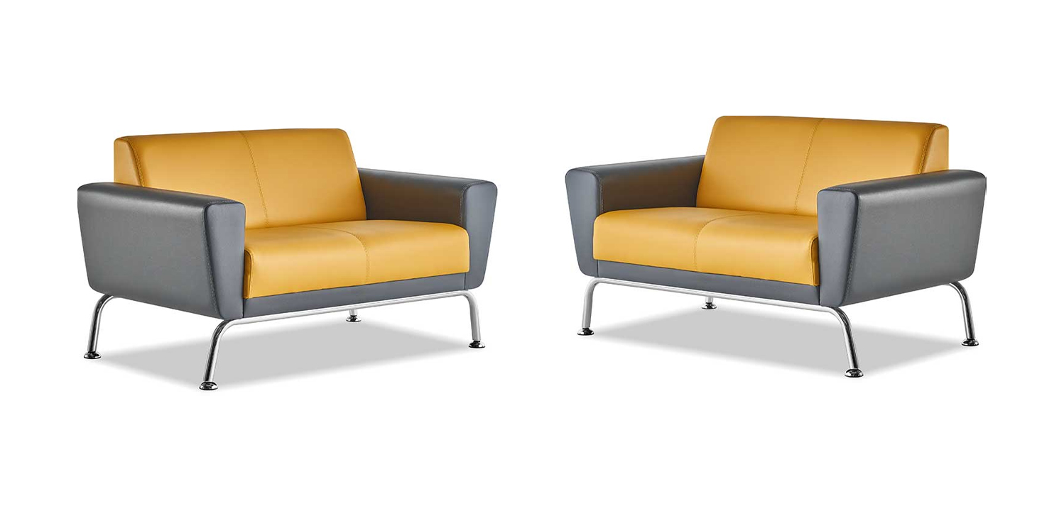 Leather sofas sofa set 2-seater yellow gray stainless steel modern couch complete