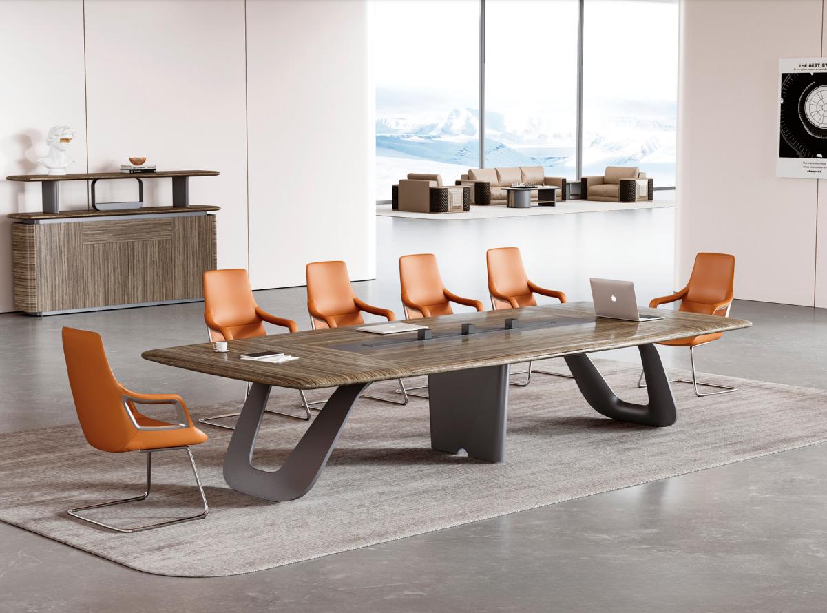 Brown-gray conference table modern cabinet complete office equipment