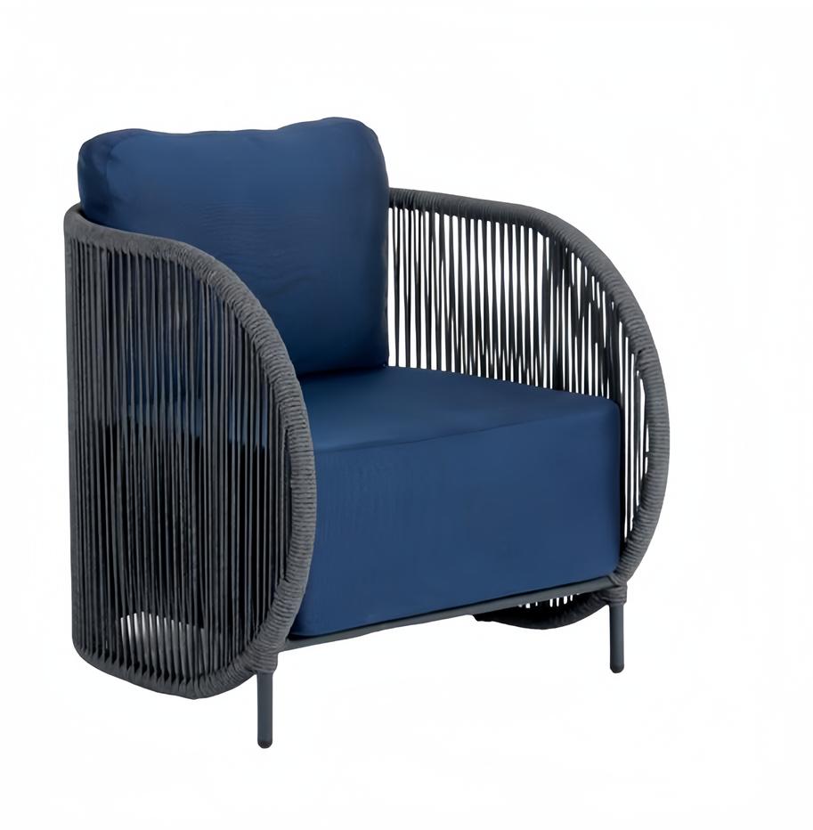 Armchair Design Couch Sofa Blue High Quality Rattan Upholstered Seat Luxury Furniture