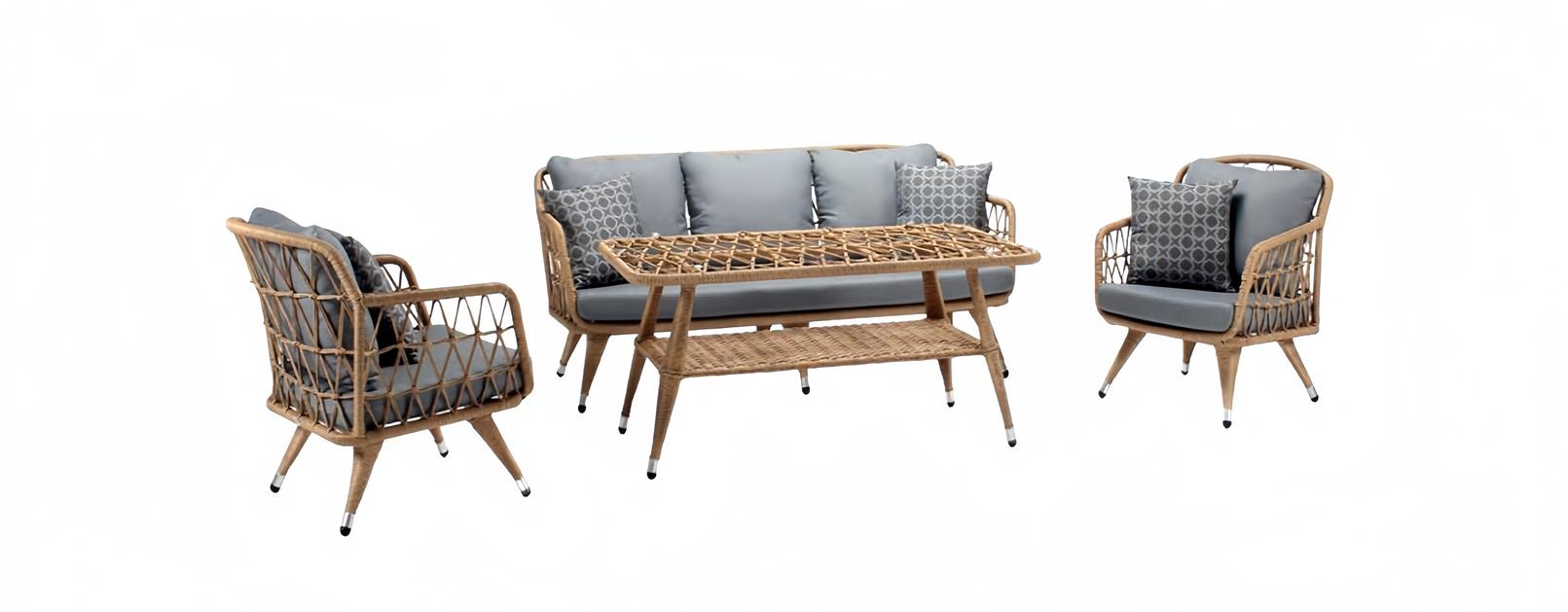 Garden furniture 2x armchairs sturdy garden gray set coffee table sofa 3-seater