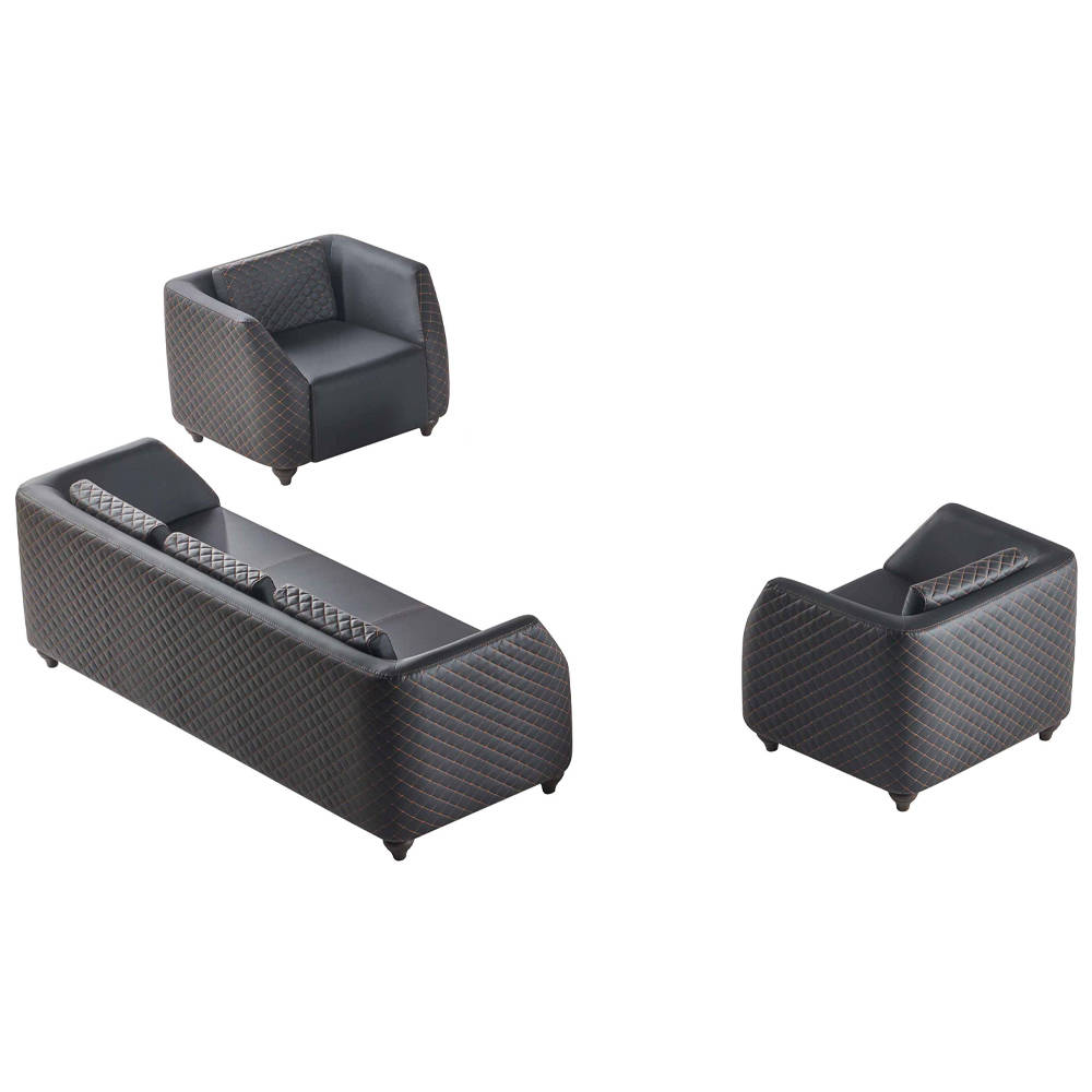 Leather sofas 3-seater armchair black complete couch modern upholstery cushions