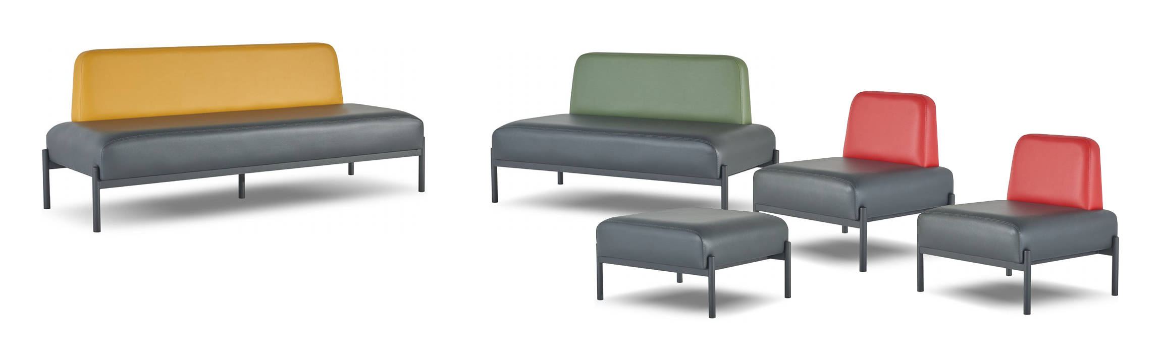 Seating furniture 3-seater 2-seater armchair stool black yellow green red couch