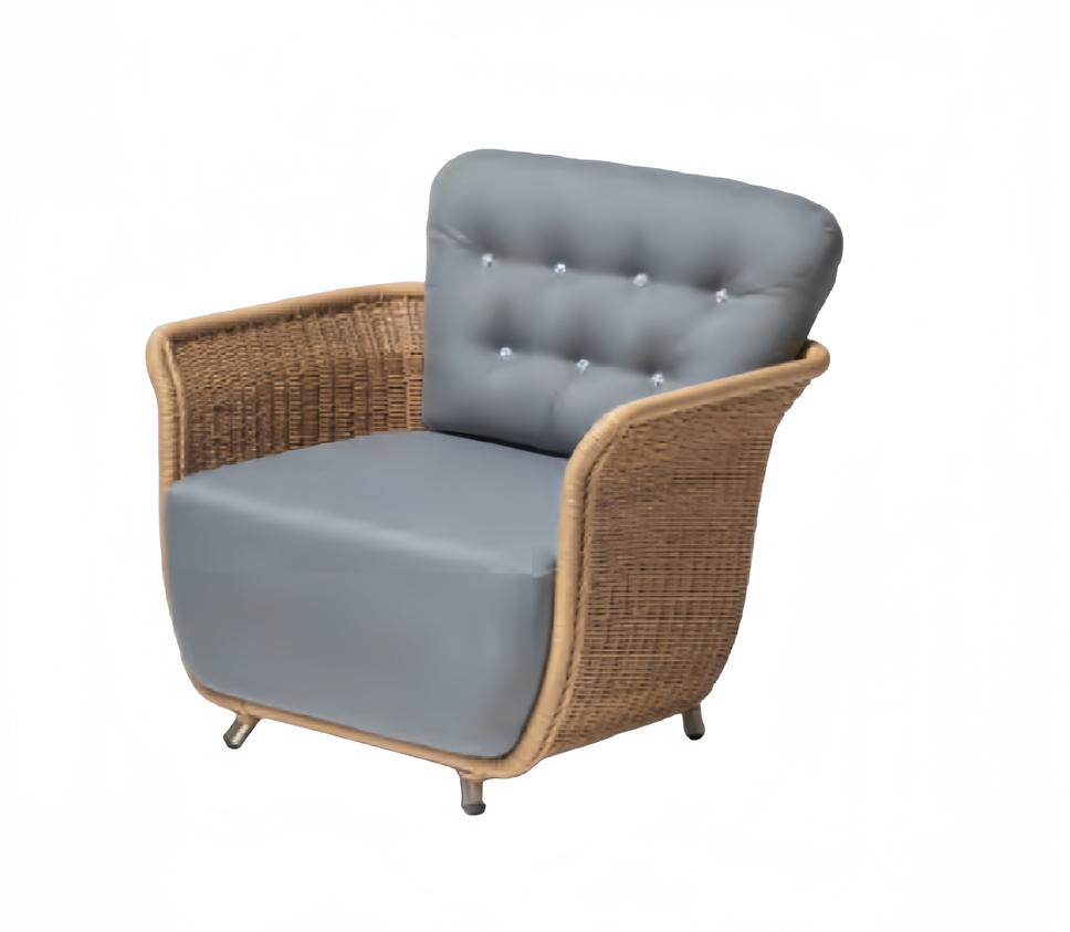 Armchair Grey Design Couch Garden Furniture High-Quality Rattan Upholstery Seat Luxury