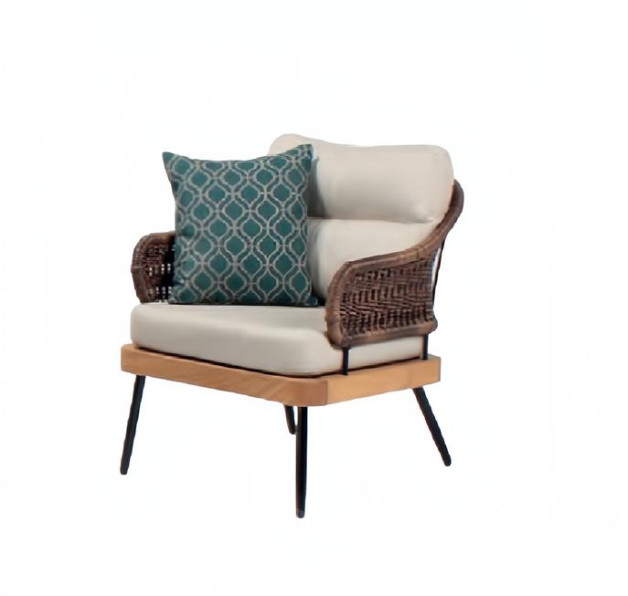 Beige Armchair Design Couch Sofa Relax High-Quality Rattan Upholstered Seat Luxury