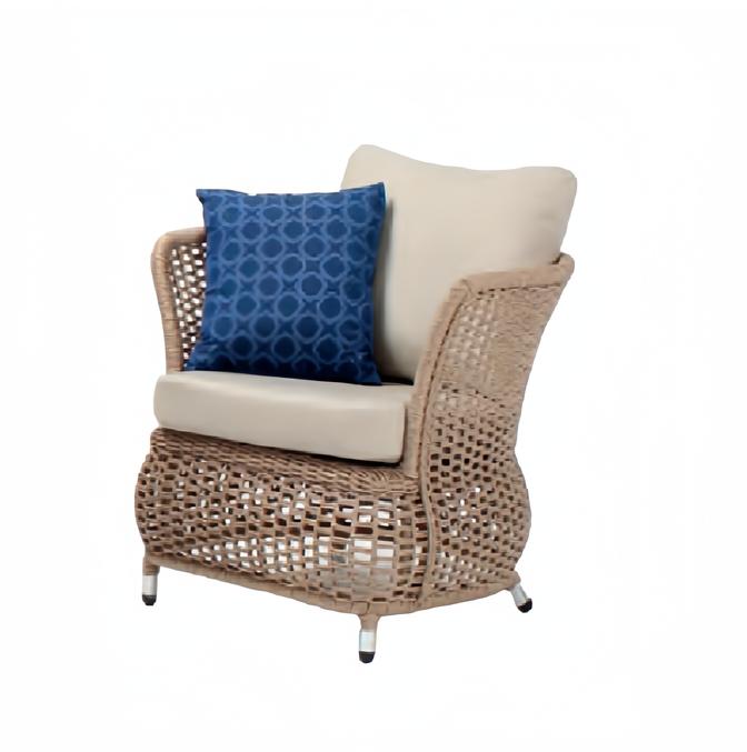 Beige Armchair Design Couch Sofa Relax High Quality Rattan Upholstered Seat Luxury