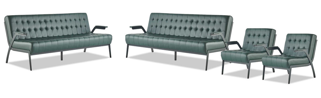 Sofa set 3-seater armchair green Chesterfield modern leather sofas