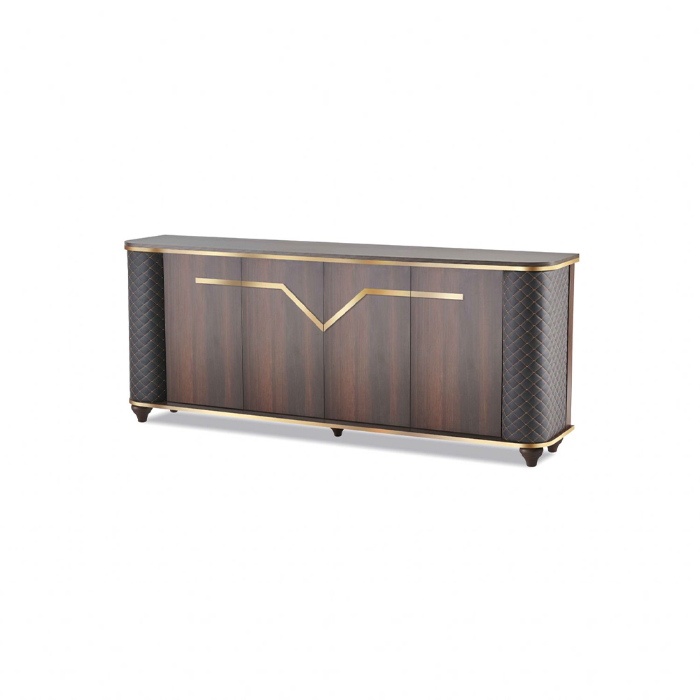 Brown Black Two-Colored Sideboard Modern Doors Office Room Rectangle