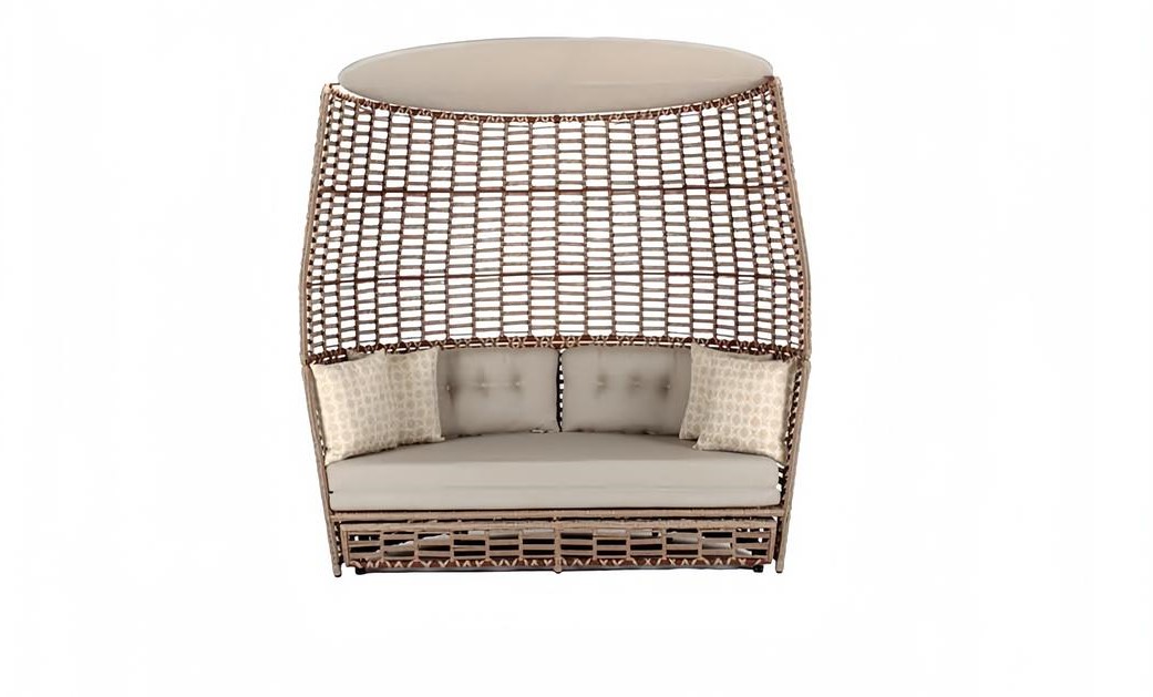 Beige three-seater garden seating furniture textile sofa elegant patio furniture high quality