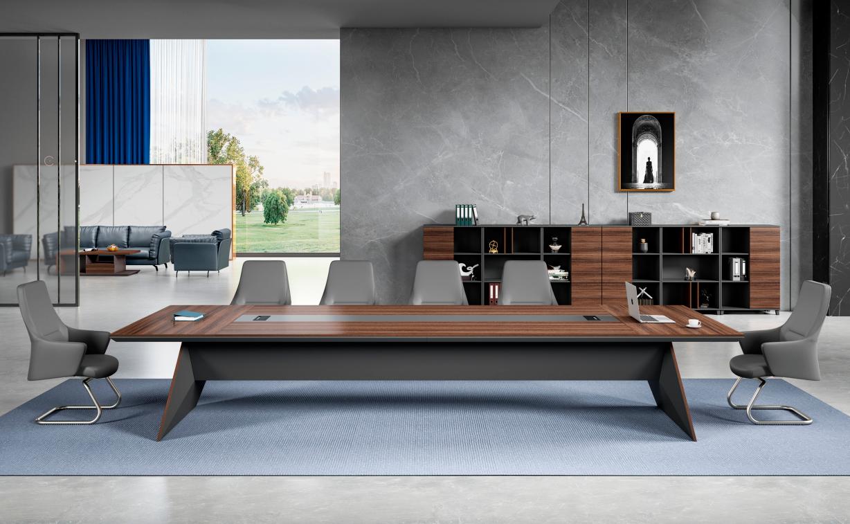 Brown-Gray Conference Table Designer Home Office Furniture Wood Tables